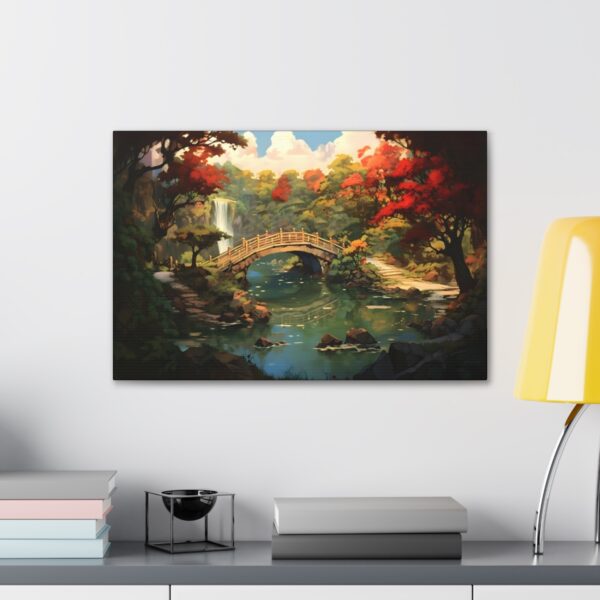 Japandi Bridge in Fall Fine Art Print Canvas Gallery Wraps