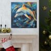 Abstract Dolphin Canvas Wall Art - This Art Print Makes the Perfect Gift for any Nature Lover. Uplifting Decor.