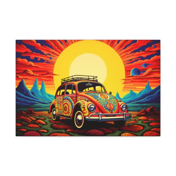 BOHO  60’s 70’s VW Bug – Volswagen Beetle – with Psychedelic Hippy Graphics Fine Art Print Canvas Gallery Wraps