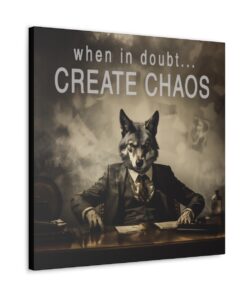 When in Doubt… Create Chaos Wolf BUsinessman Quote Canvas Gallery Wraps