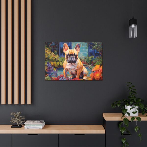 French Bulldog on Patio Scene Fine Art Print Canvas Gallery Wraps – Horizontal