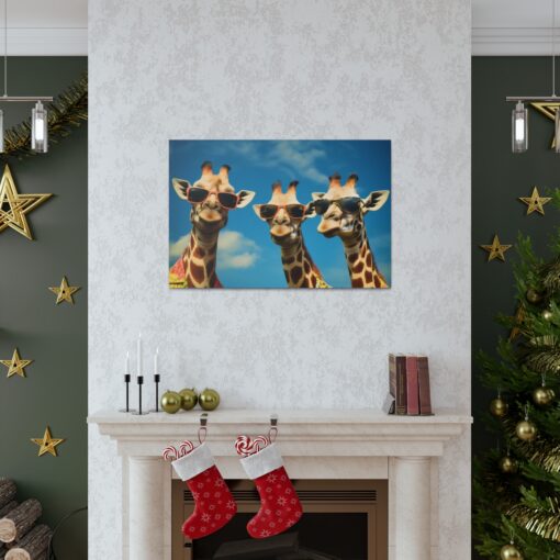 Three Giraffes on Vacation Painting –  Fine Art Print Canvas Gallery Wraps