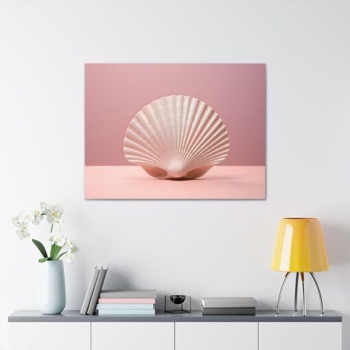 Minimalism Scalloped Seashell Painting –  Fine Art Print Canvas Gallery Wraps