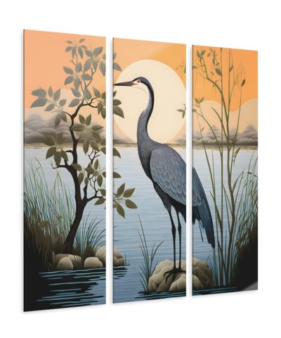 Minimalism Great Blue Heron Art Print  Acrylic Prints (Triptych)