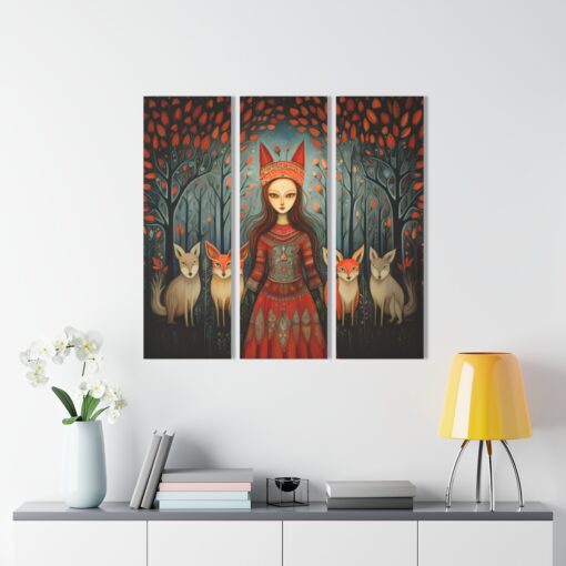 Freya the Norse Goddess and Her Foxes Art Print Acrylic Prints (Triptych)