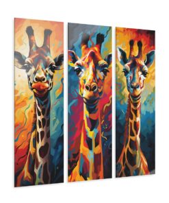 Three Giraffes | Pop Art Print | Three Panels |  Acrylic Prints (Triptych)