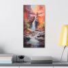 Naturism Pastel Painting of a Canyon Waterfall - Fine Art Print Canvas Gallery Wraps