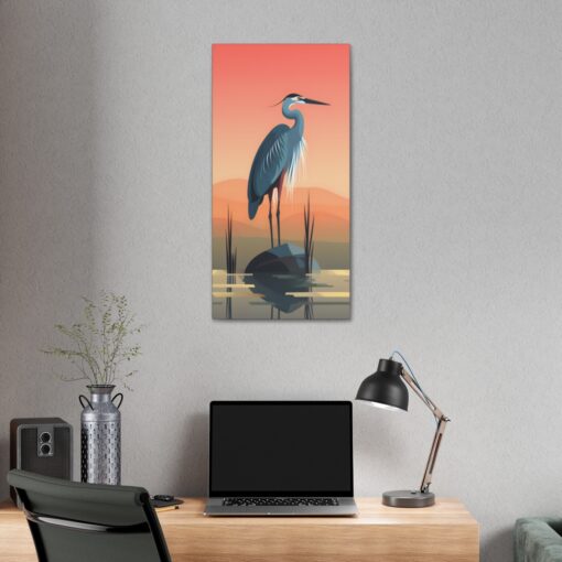Naturism Great Blue Heron Morning – Minimalism Style Painting Fine Art Print Canvas Gallery Wraps