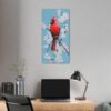 Naturism Cardinal on Flowering Dogwood Branch - Minimalism Style Painting Fine Art Print Canvas Gallery Wraps