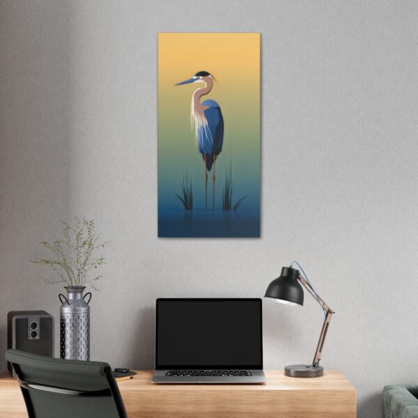 Naturism Great Blue Heron in Minimalism Style Painting Fine Art Print Canvas Gallery Wraps