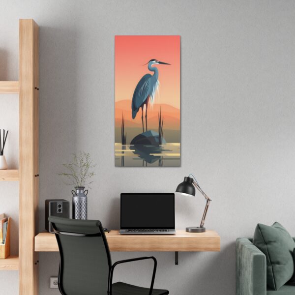 Naturism Great Blue Heron Morning – Minimalism Style Painting Fine Art Print Canvas Gallery Wraps