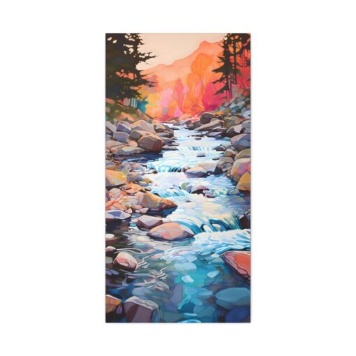 Naturism Pastel Painting of a Babbling Brook – Fine Art Print Canvas Gallery Wraps