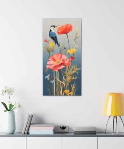 Naturism Bird Among Wildflowers – Minimalism Style Painting Fine Art Print Canvas Gallery Wraps