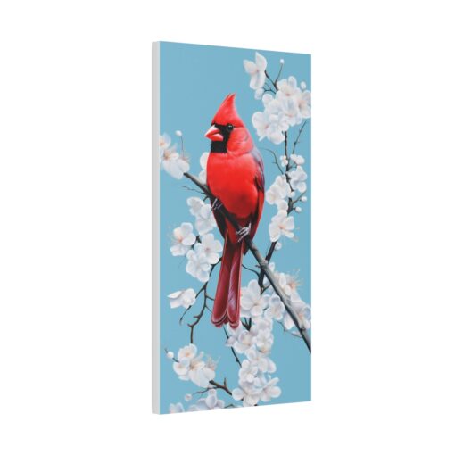 Naturism Cardinal on Flowering Dogwood Branch – Minimalism Style Painting Fine Art Print Canvas Gallery Wraps