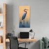 Naturism Great Blue Heron in Lake - Minimalism Style Painting Fine Art Print Canvas Gallery Wraps