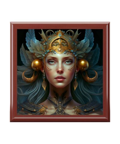 72882 3 400x480 - Freya the Goddess Wood Keepsake Jewelry Box with Ceramic Tile Cover