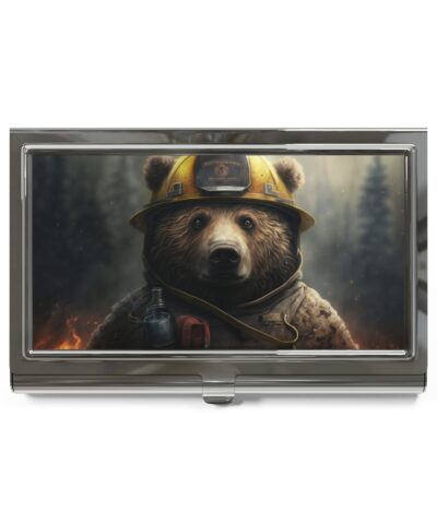 Grizzly Bear Firefighter Art Print Business Card Holder