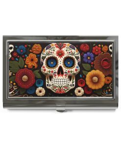 Talavera Day of the Dead Skull Art Print Business Card Holder