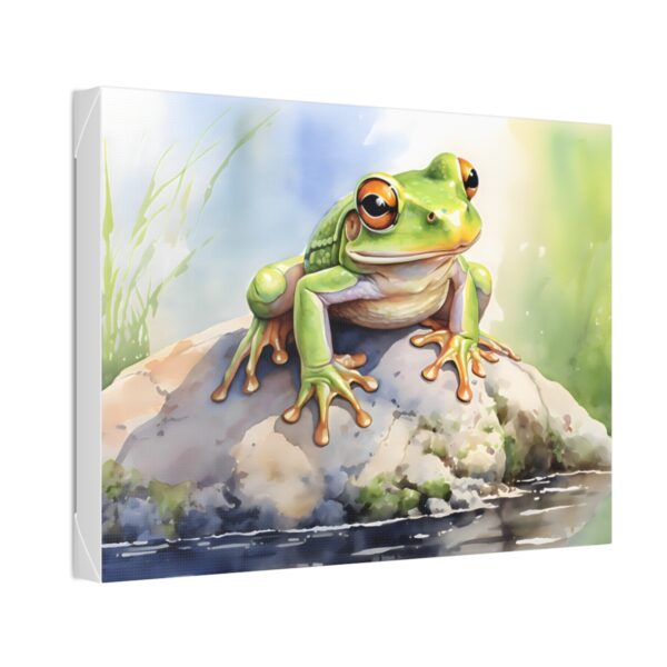 Frog on Rock Watercolor Painting –  Fine Art Print Canvas Gallery Wraps