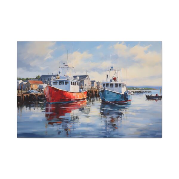 Maine Lobster Boats Scene Art Print on Canvas Wrap