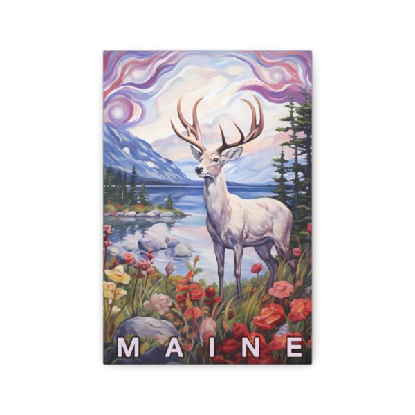 Whimsical White Deer Maine Poster Print | Fine Art on Canvas Wrap