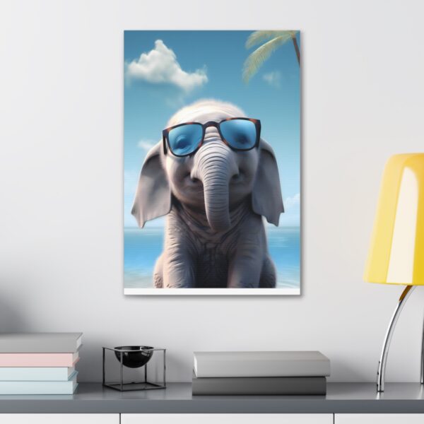 Cute Baby Elephant Wearing Sunglasses Art Painting on Canvas Wrap