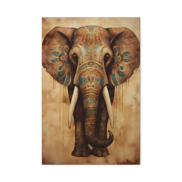 Native Tribal Bull Elephant Art Painting on Canvas Wrap