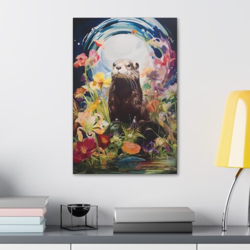 Impressionism Midnight Otter Painting – Fine Art Print Canvas Gallery Wraps