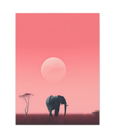 Minimalism Pink Sky Elephant Art Painting on Canvas Wrap
