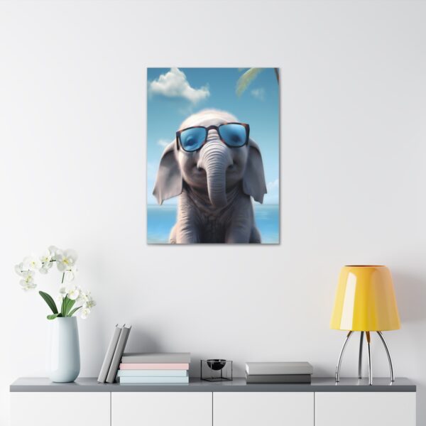 Cute Baby Elephant Wearing Sunglasses Art Painting on Canvas Wrap