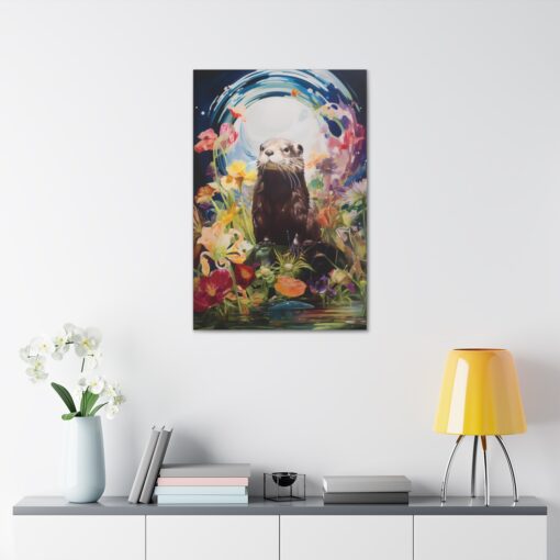 Impressionism Midnight Otter Painting – Fine Art Print Canvas Gallery Wraps