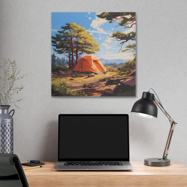Vintage Camping in Maine Art Poster Print on Canvas Wrap