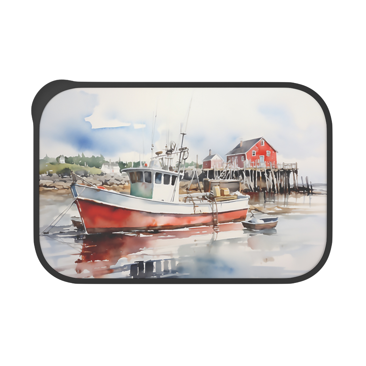 Maine Lobster Boat Souvenir PLA Bento Box with Band and Utensils