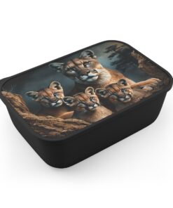 Mountain Lion Mother and Kittens | PLA Bento Box with Band and Utensils