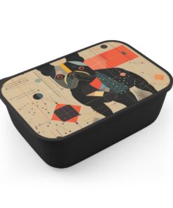 Mid-Century Modern French Bulldog | PLA Bento Box with Band and Utensils
