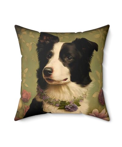 41527 10 400x480 - Vintage Victorian Border Collie with Floral Background Spun Polyester Square Pillow