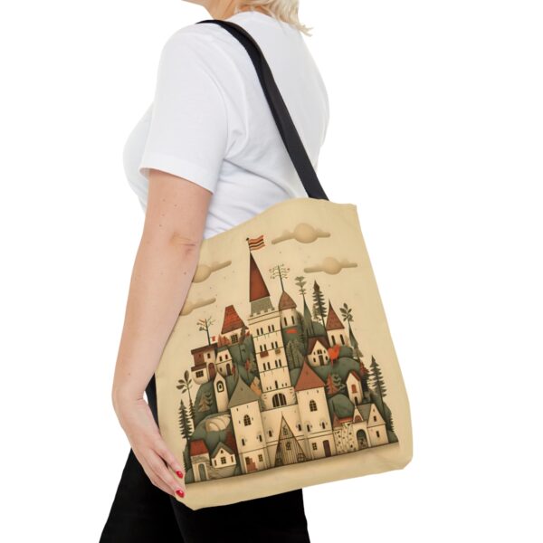 Medieval Folk Art Village Tote Bag