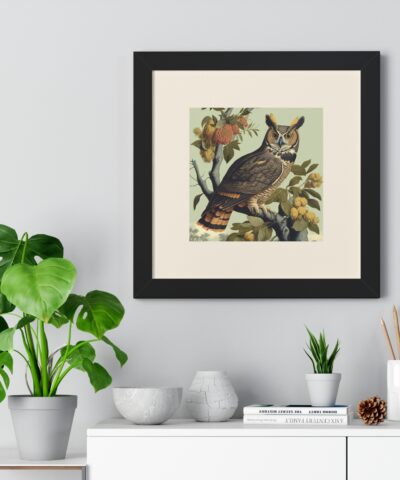Vintage Wildlife Great Horned Owl Framed Poster