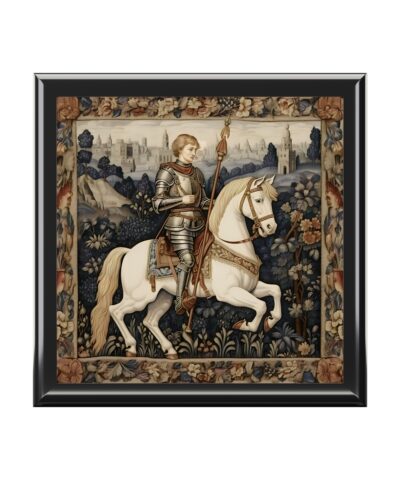 Medieval Folk Art Knight Tapestry Design Jewelry, Memory, and Trinket Box