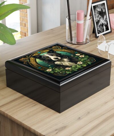 72880 73 400x480 - Art Nouveau Floral Border Collie Art Print Gift and Jewelry Box