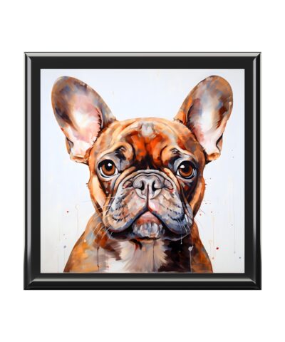 Watercolor French Bulldog Portrait Art Print Gift and Jewelry Box
