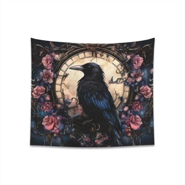 Gothic Raven & Roses Printed Wall Tapestry