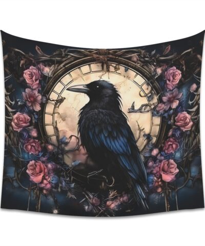 77822 4 400x480 - Gothic Raven & Roses Printed Wall Tapestry