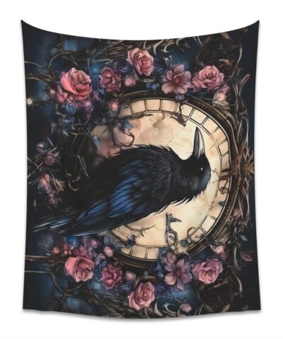 77822 5 400x480 - Gothic Raven & Roses Printed Wall Tapestry