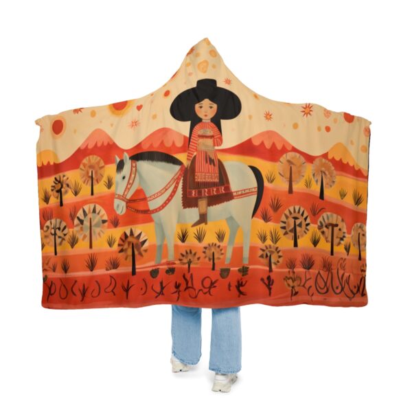 Folk Art Southwestern Cowgirl Hoodie Blanket