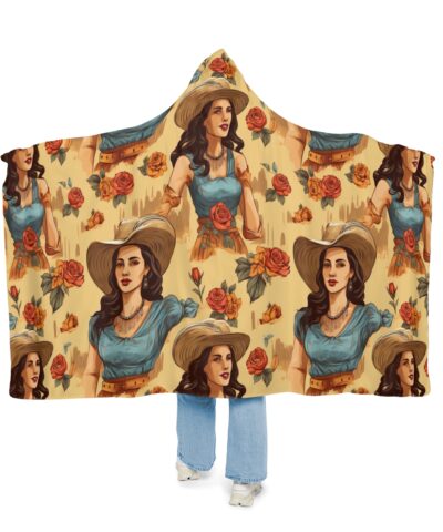 Cowgirl Rose Pattern Hoodie Blanket