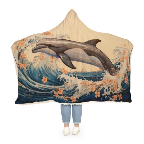 Japandi Dolphin Hoodie Blanket – Sherpa or Micro-Fleece Options