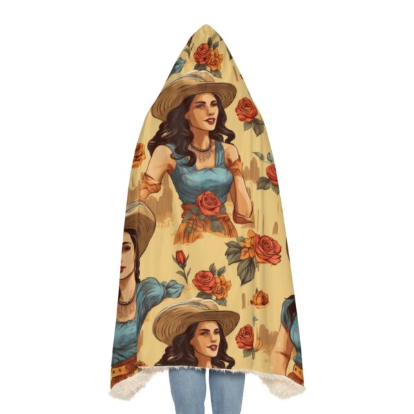 Cowgirl Rose Pattern Hoodie Blanket