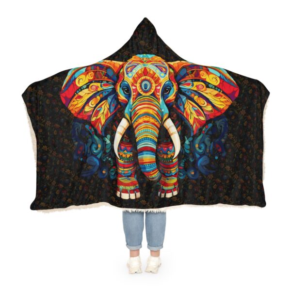 Decorated Elephant Mandala Hoodie Blanket – Sherpa or Micro-Fleece Options