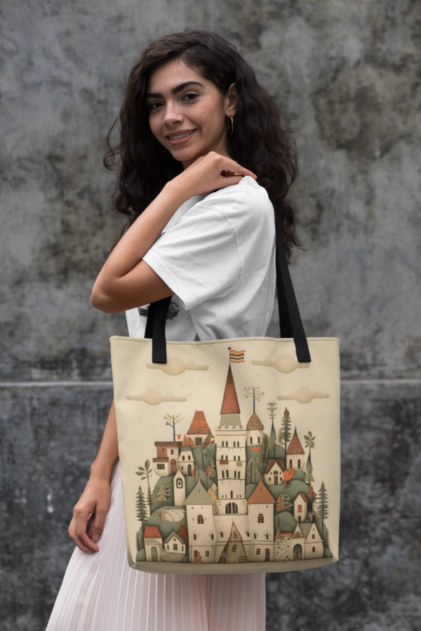 Medieval Folk Art Village Tote Bag